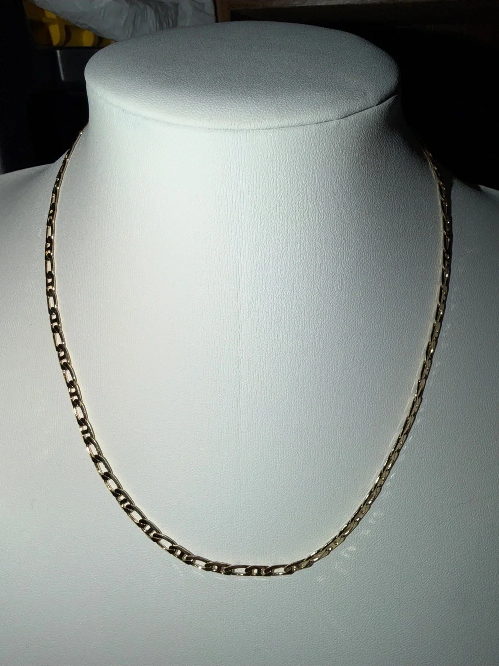 4mm 14k yellow gold filled Figaro link chain necklace.